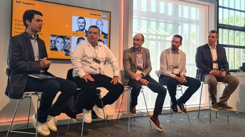 Rui Botelho, COO - SAP Brasil; Silvio Bessa, SAP Partner Director – Microsoft; Sergio Cruz, LATAM Managing Director - Accenture; Maykon Fernandes, Diretor de Vendas SAP para América Latina - Google Cloud; Andre Falsarella, Head de Alianças SAP Brasil - IBM.